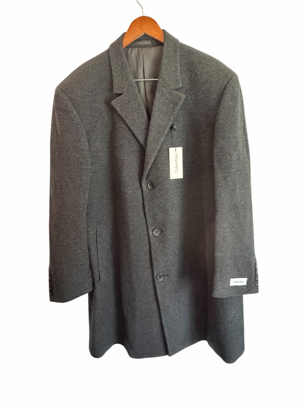 Calvin Klein Polar Mens 46R Charcoal Gray Wool Cashmere Overcoat Business Coat